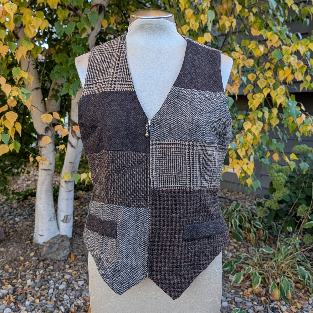 dark academia VINTAGE PATCHWORK VEST M